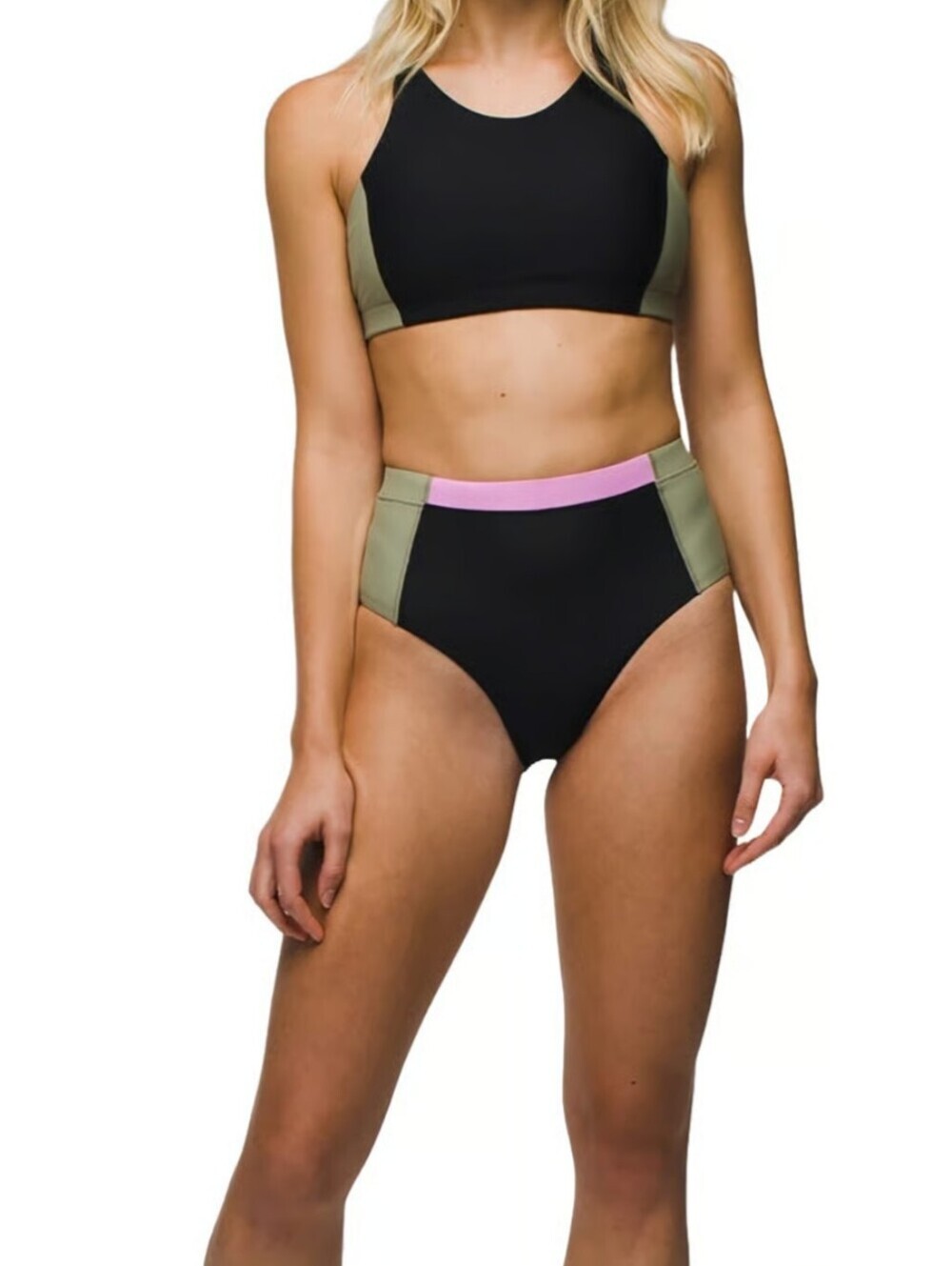 Prana Baja Bound Color Block High Waist Bikini Bottoms